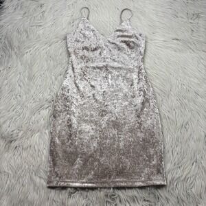 ASTR The Label Women's XS Champagne Velvet V-Neck Mini Dress Going Out Baddie